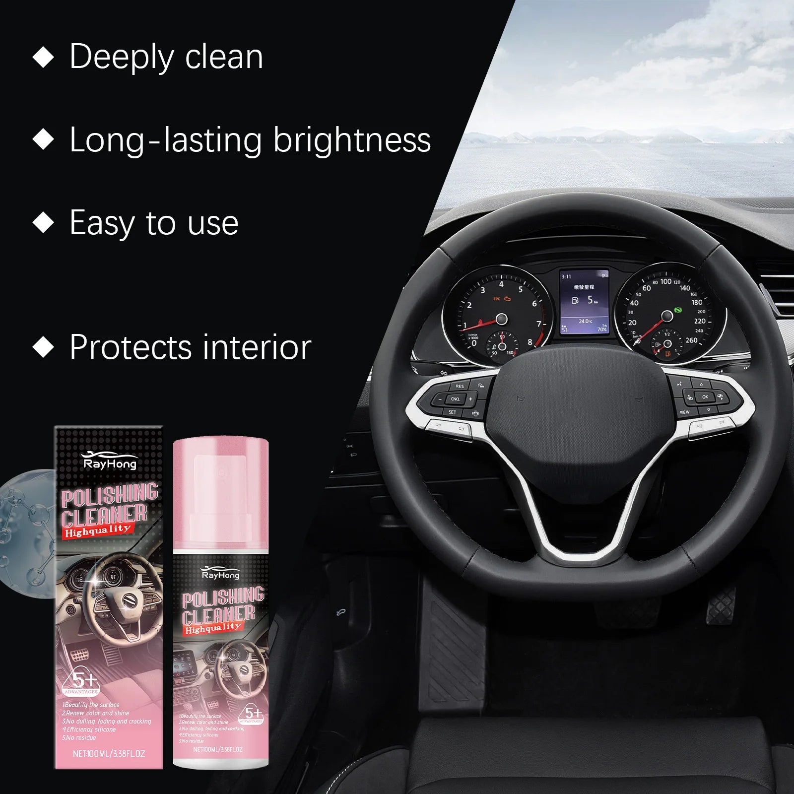Automotive Interior Polishing Agent for Automotive Leather Interior Anti-Cracking Revives Faded Protects Leather Restoring Shine Oasis Select