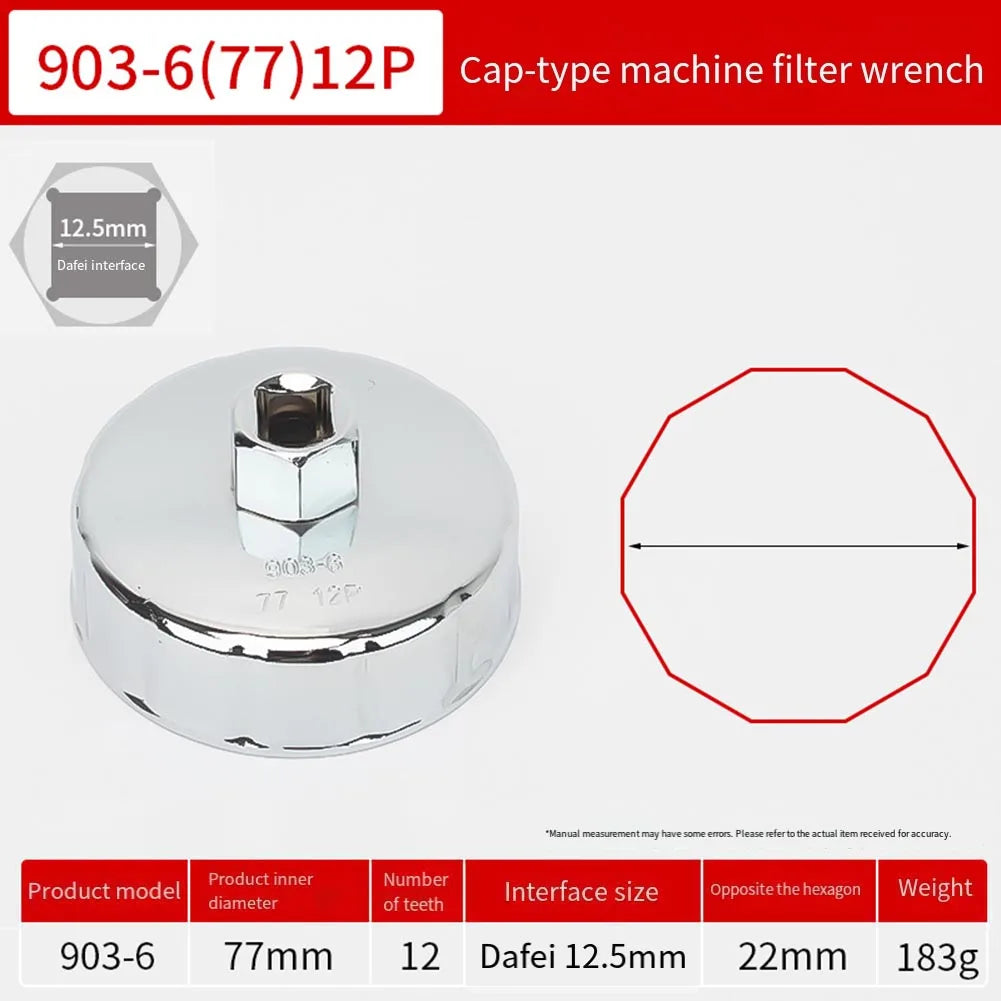 64mm-89mm End Cap Machine Filter Removal Tool 1/2inch Square Drive Oil Filter Remove Tool Machine Filter Hand Tool Oasis Select 77mm 12P
