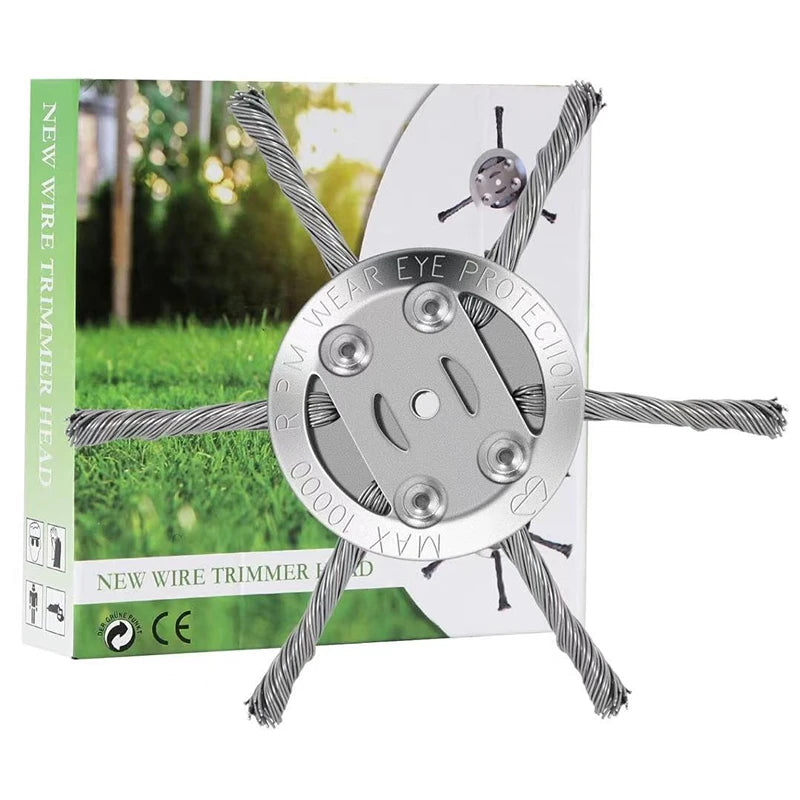 Weed Brush Head Steel Wire Wheel Grass Trimmer Head Removal Moss Rust Lawn Mower Grass Brush Disc Weed Brush Trimmer Heads Oasis Select