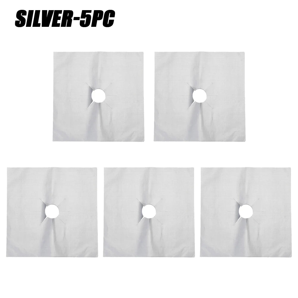 5/15PCS Dirt-resistant Heat Resistant Non-stick Protective Gas Stove Pad Non-stick Reusable Scratch Protector Pads Oasis Select Silver-5PCS