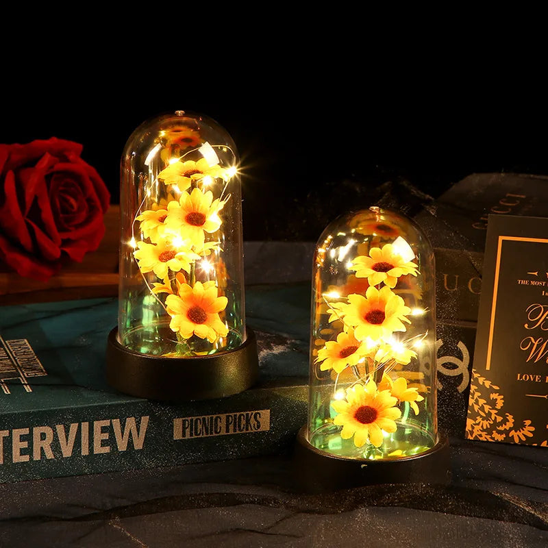 Graduation season gift small sunflower plastic set Mother's Day send wife send mother Valentine's Day eternal flower gift Birthd Oasis Select
