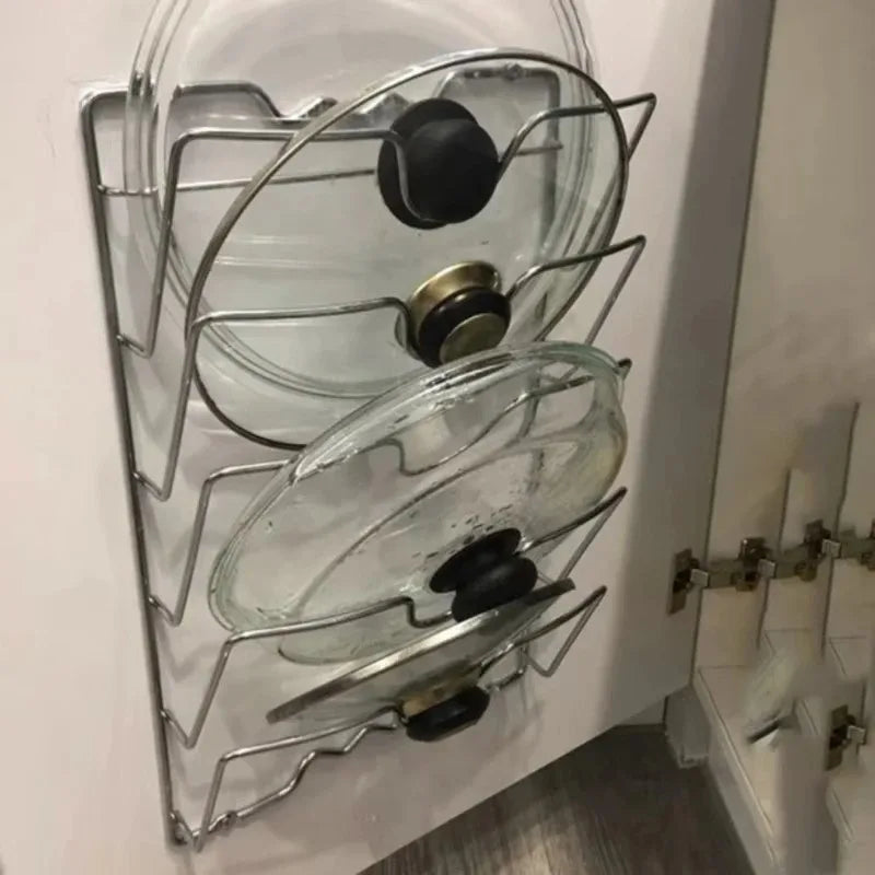 5-Layer Wall-Mount Stainless Steel Pot Lid & Kitchen Rack Kitchen Organizer Rack Oasis Select