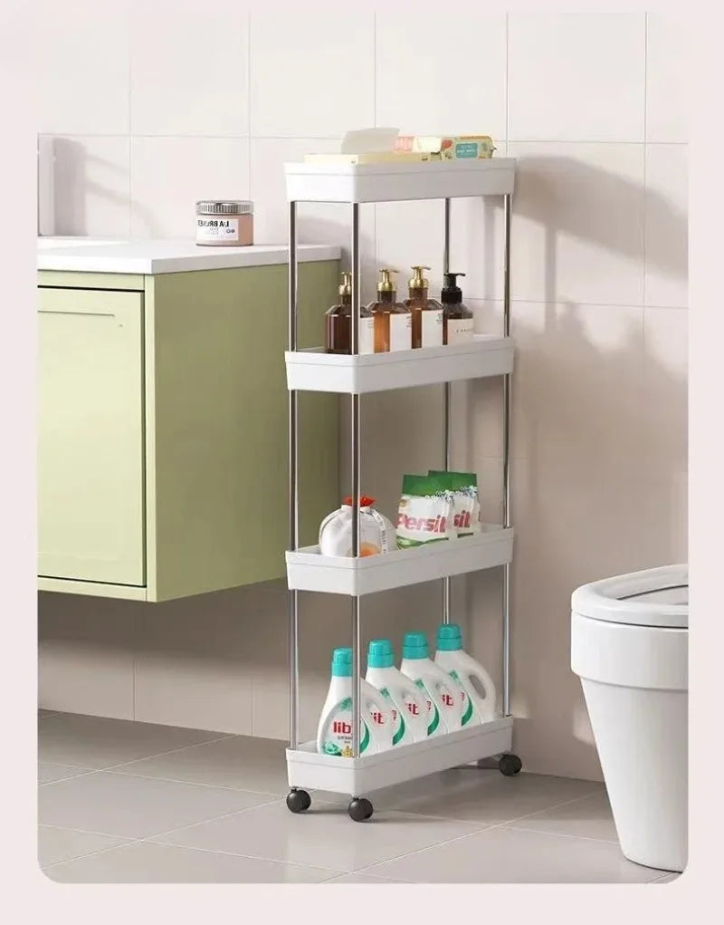 2025Bathroom Storage Rack With Wheels, 4 Layer Rolling Utility Cart, Bathroom Storage Organizer, Multi-purpose Utility Cart Oasis Select