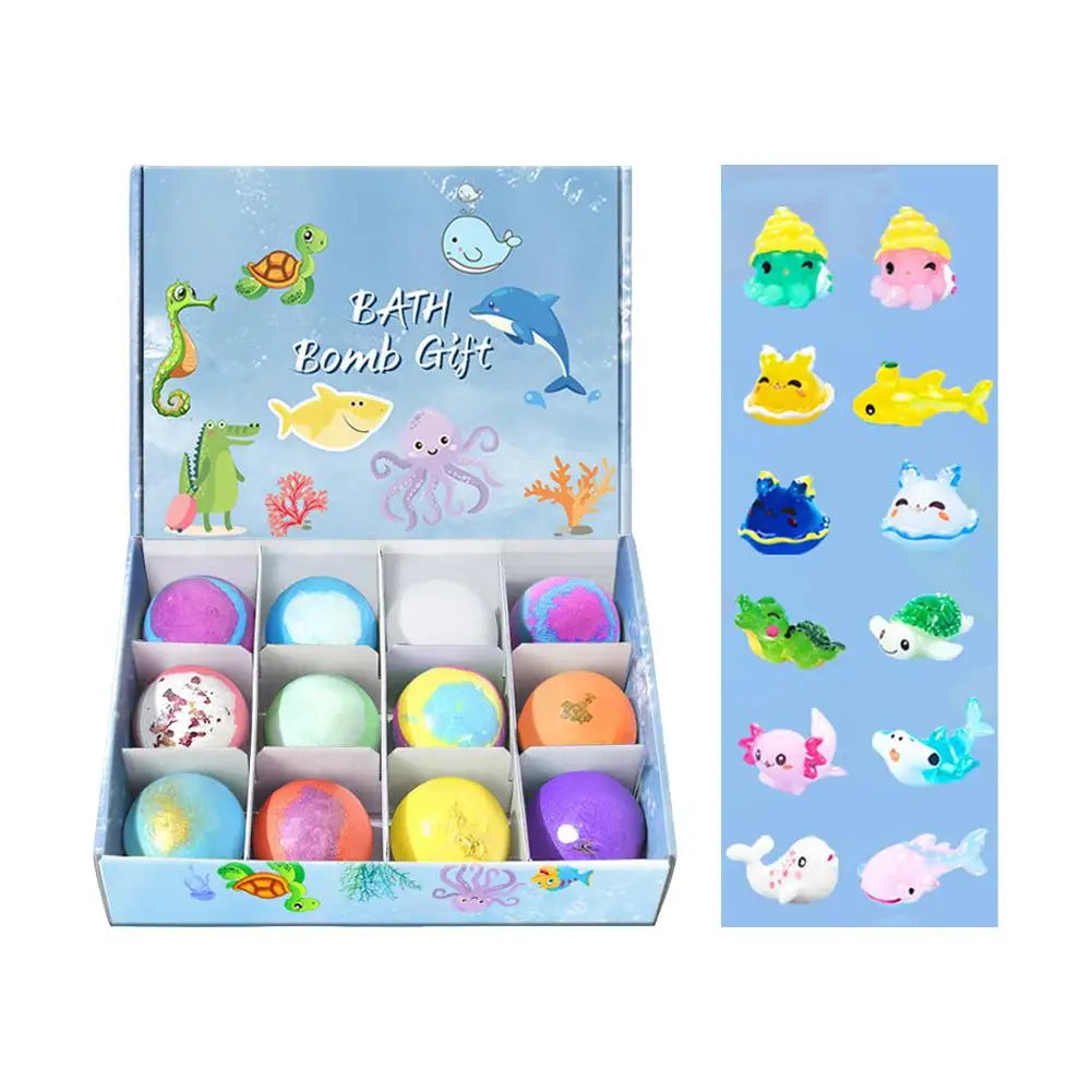 12PCS Bath Salt Ball Surprise Toy Inside Colorful Bubble Bath Ball Natural Mega Bubbles Long Lasting Fragrance Oasis Select B