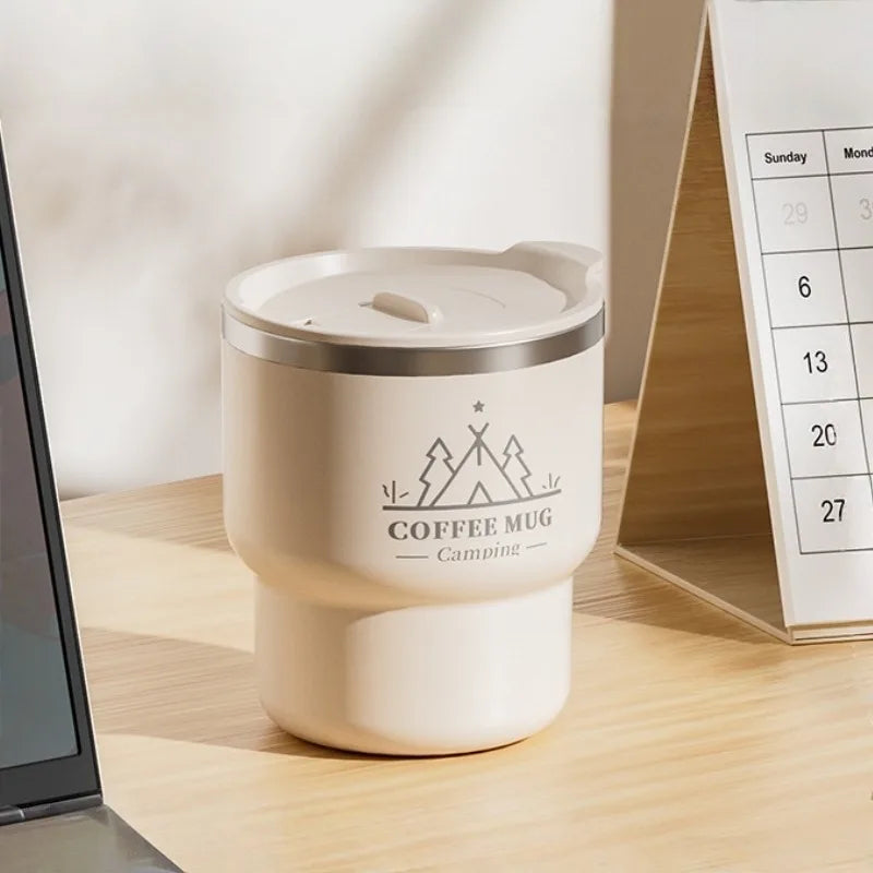 2Pcs 304 Stainless Steel Insulated Coffee Mug 13.53oz Double Wall Portable Camping Thermal Cup Leakproof Office Milk Tumbler Oasis Select