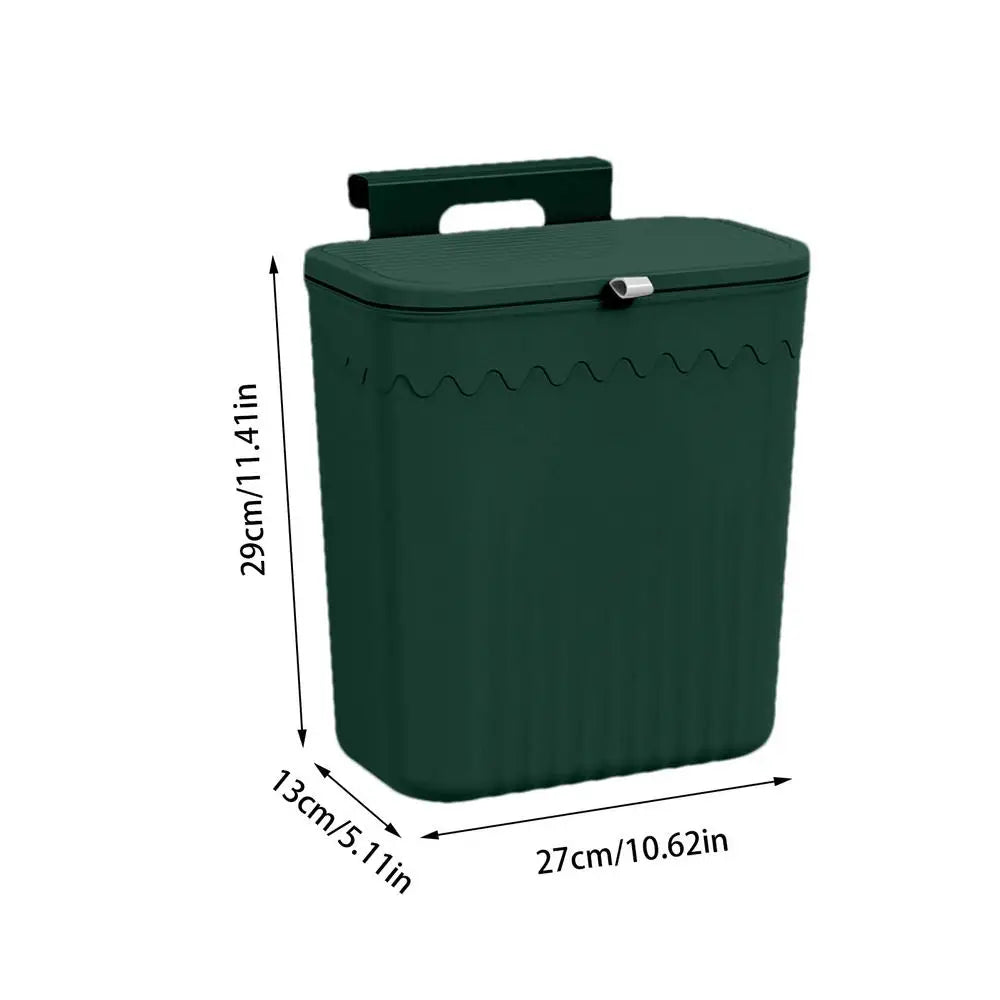 Hang Trash Can Kitchen Garbage Container Garbage Bin Trash Container With Lid Kitchen Accessories No Drilling Trash Container Oasis Select green about 27x13x29cm