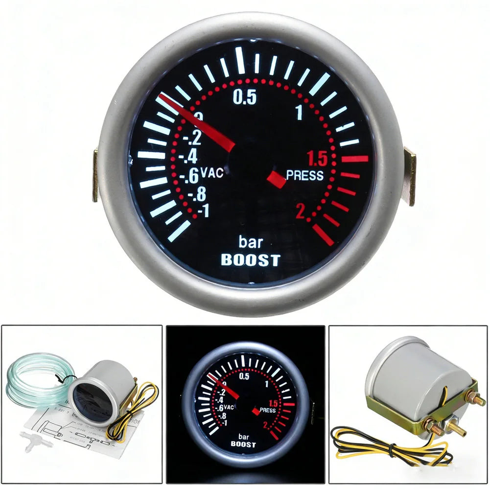 LED Pointer Turbocharger Boost Pressure Gauge 2 inch 52mm for -1 to 2 Bar Range Compatible with For 12V Vehicles Oasis Select
