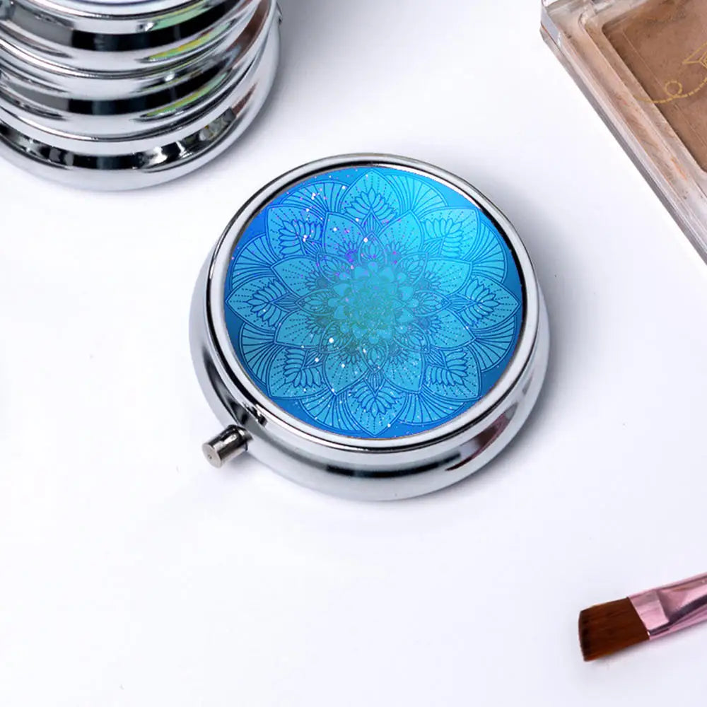 Portable 3 Cell Metal Pill Boxes Stainless Steel Round Pill Boxes Medicine Organizer Container Medicine Case Splitters Pill Box Oasis Select L