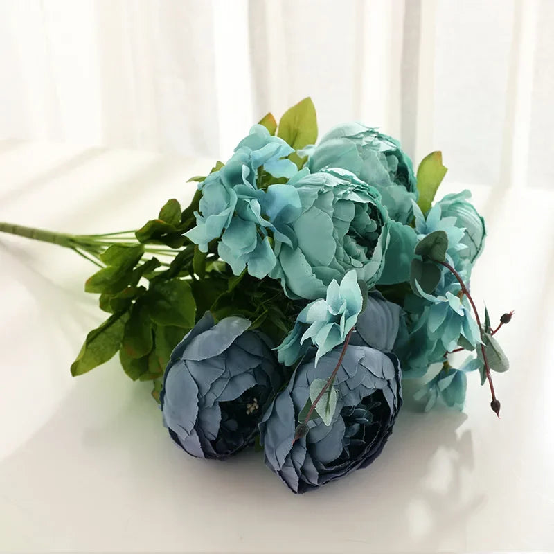 13 Heads Silk European Style Peony Bouquet Artificial Flower Rose Wedding Bride Bouquet Decor For Home Hotel Table Accessories Oasis Select N