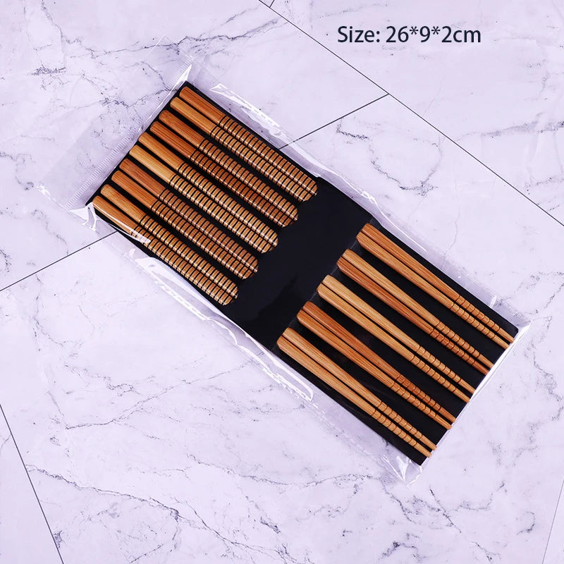 5Pair Japanese Style Wood Chopsticks Color Reusable Chopstick Red Sandalwood Noodle Tool Chinese Gift Tableware Set New 2023 Oasis Select