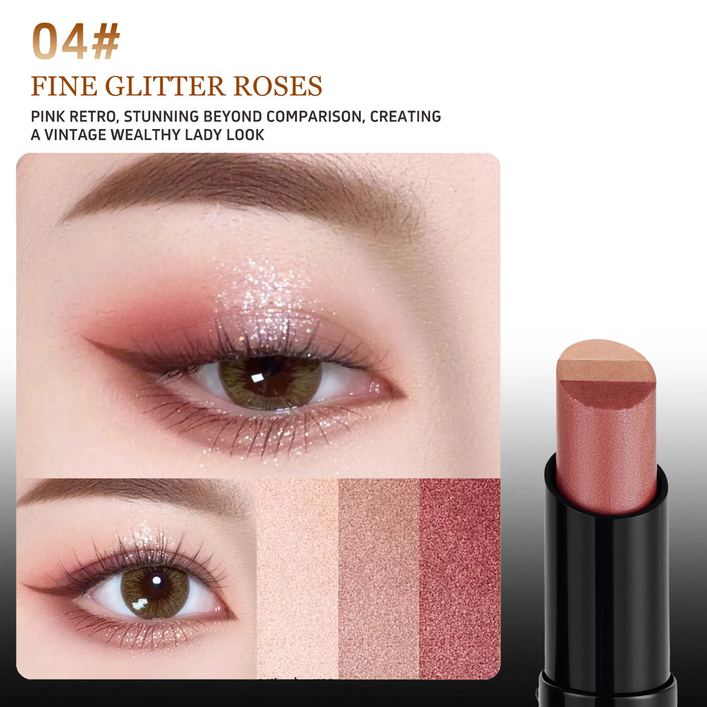 O'CHEAL 3-Color Glitter Eye Shadow Stick – Waterproof & Long-Lasting