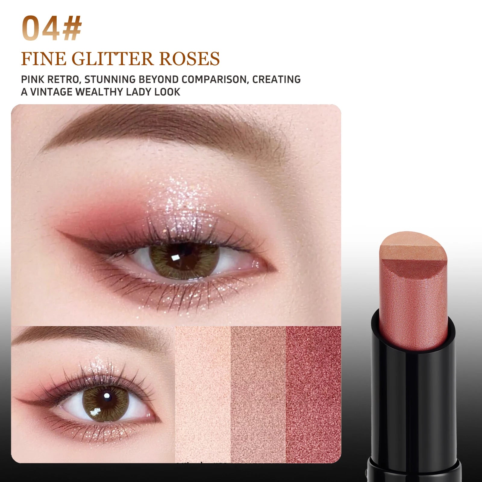 O'CHEAL 3-Color Glitter Eye Shadow Stick – Waterproof & Long-Lasting