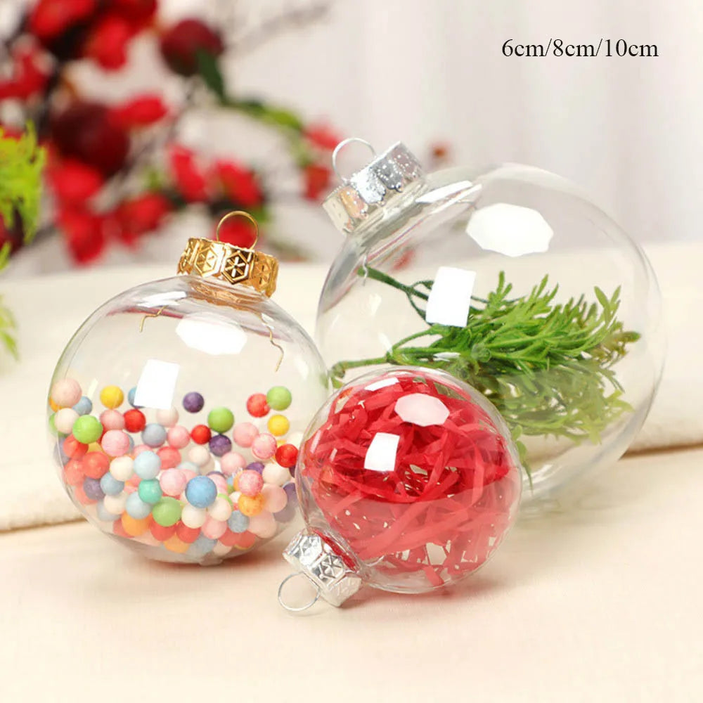 6cm/8cm/10cm Christmas Ball Plastic Baubles Clear Fillable Xmas Tree Hanging Decorations Ornament New Year Diy Decor Oasis Select