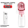 Portable Dog Cat Water Bottle with Storage Food and Water Container for Puppy Pets dogs Feeder Bowl Outdoor Travel Pet supplies Oasis Select Pink