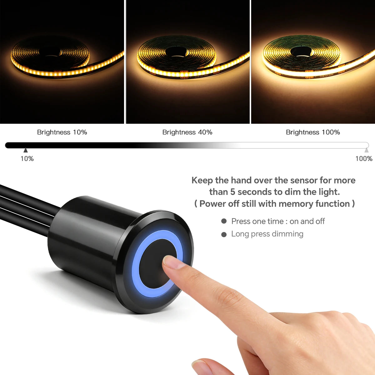 Embedded Touch Sensor Dimmable Swtich Black LED Light For Acoustic Wood Slat TV Background Wall Panel Decor,Gift 1 Controller Oasis Select