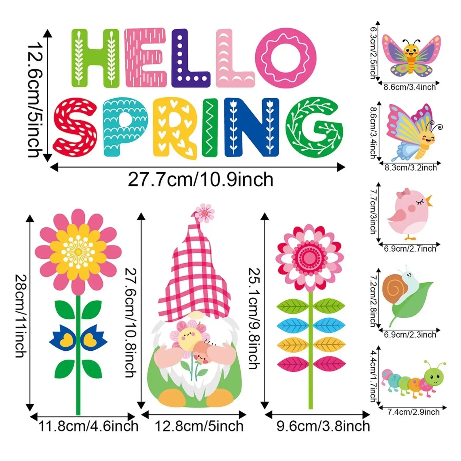 Spring Gel Clings Butterfly Flowers Window Decals Stickers Kids Toddlers Home Airplane Classroom Nursery Summer Party Decoration Oasis Select
