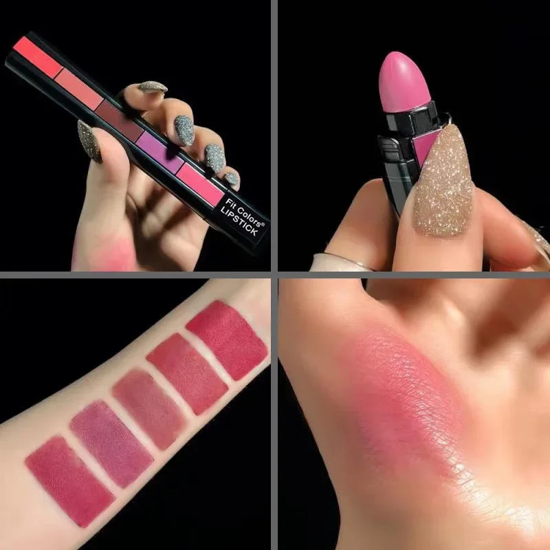 SADOER 5-in-1 Matte Velvet Lipstick Set – 5 Shades Long-Lasting