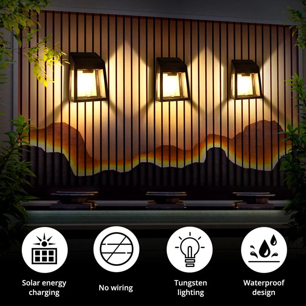 Solar LED Wall Light IP65 Waterproof Outdoor Garden Lamp