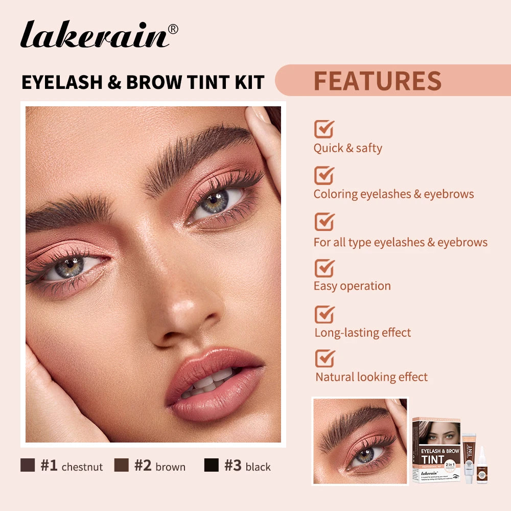 Lakerain Eyelash & Brow Tint Natural Bushy Eyebrow Makeup Kit Waterproof And Sweat-proof Long-lasting Natural Looking Effect Oasis Select