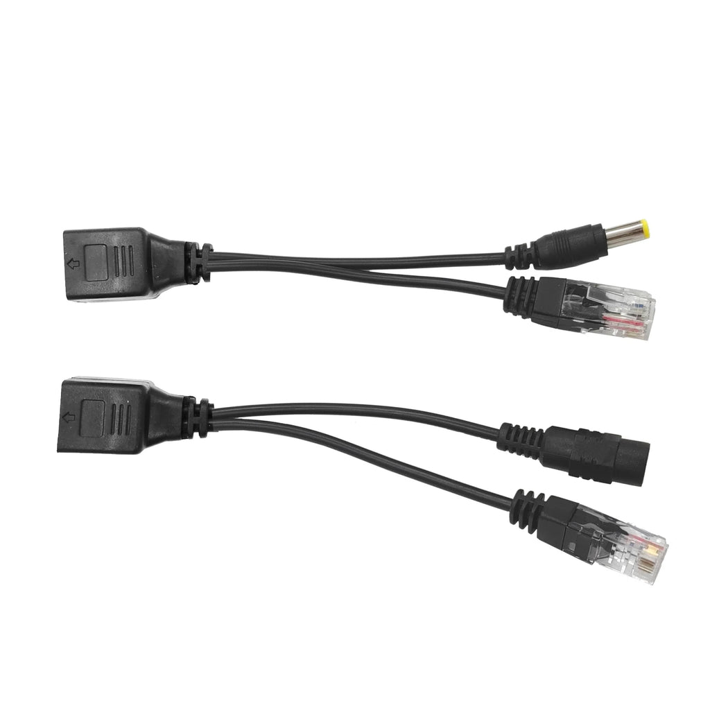 JIENUO POE Spliter Waterprrof With Video And Power Adapter Cable RJ45 12V-48V Supply Module Injector for IP Camera Extender Oasis Select 1 pair black