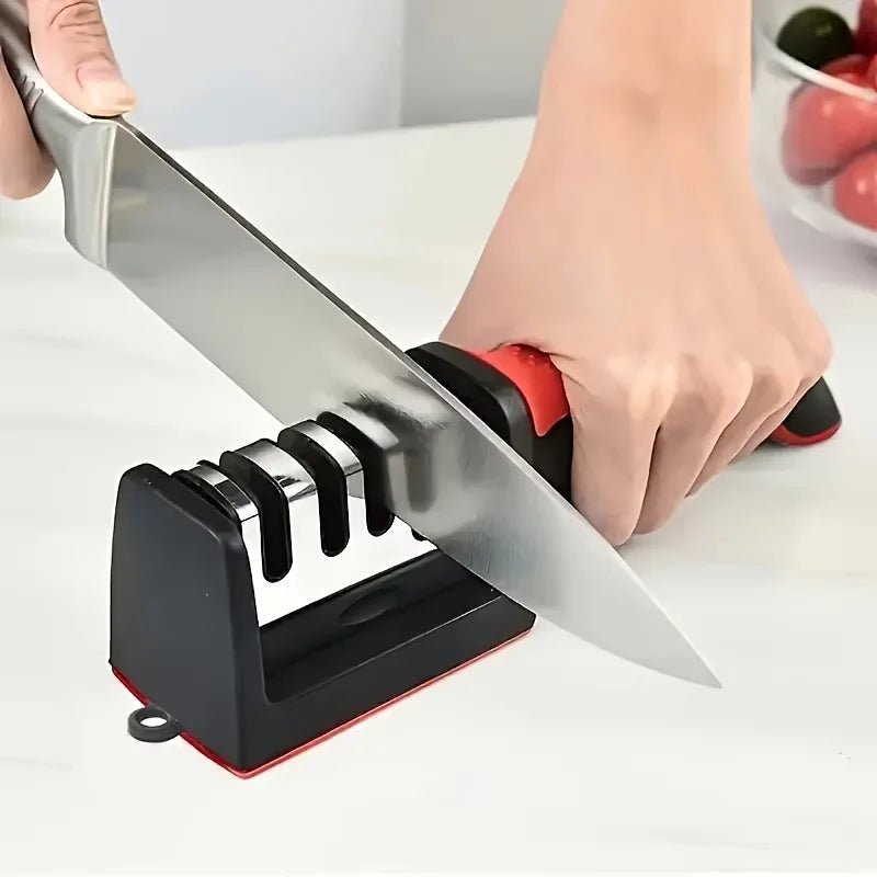 1pc 4-Stage Professional Knife Sharpener, Tungsten Steel Diamond & Ceramic Grinding Stone, Sturdy Anti-Slip Handle, Fast&Durable Oasis Select