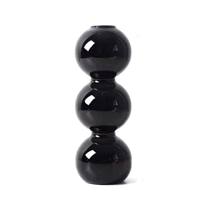 Nordic Glass Bubble Vase - Clear Hydroponic Planter for Home Desk Decor, Cute Simple Gift Idea & Flower Arrangement Decoration Oasis Select Black 3balls