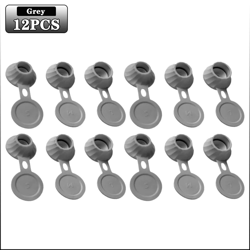 Bottle Emptying Cap Adapter Set Inverted Flip Top Connector in 3 Sizes for Refill Use Shampoo Lotion Cream Travel Containers Oasis Select Grey-12PCS