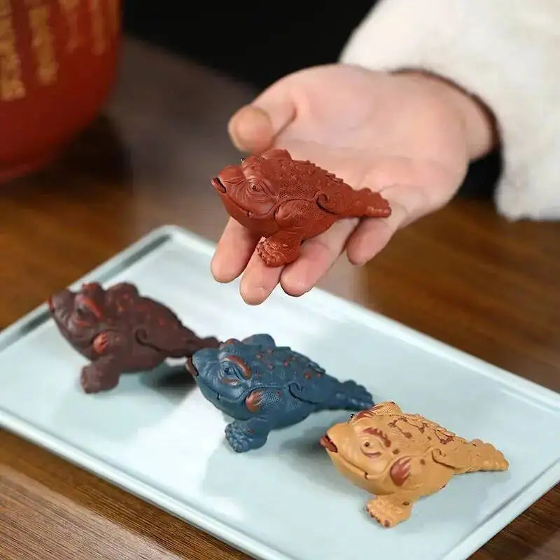 Golden Toad Wealth-attracting Ornament Purple Clay Tea Pet Tea Table Display Чайные украшения Oasis Select