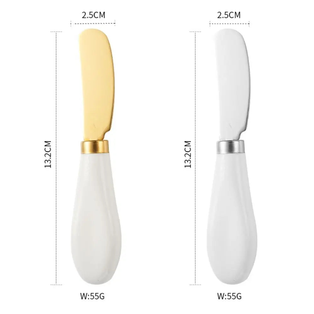 Portable Stainless Steel Cheese Knife Ceramic Handle Bread Jam Butter Knife Wipe Cream Kitchen Tools Party Oasis Select