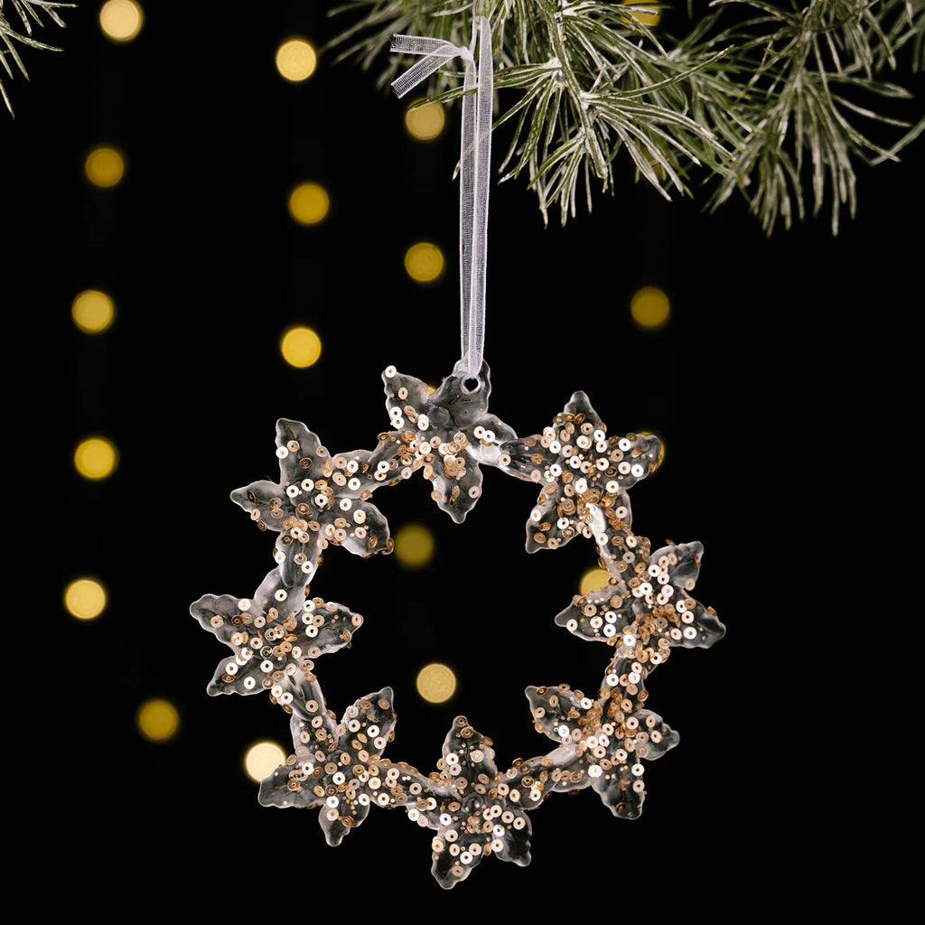 Sequined Acrylic Christmas Ornaments – Snowflake & Bell Pendants