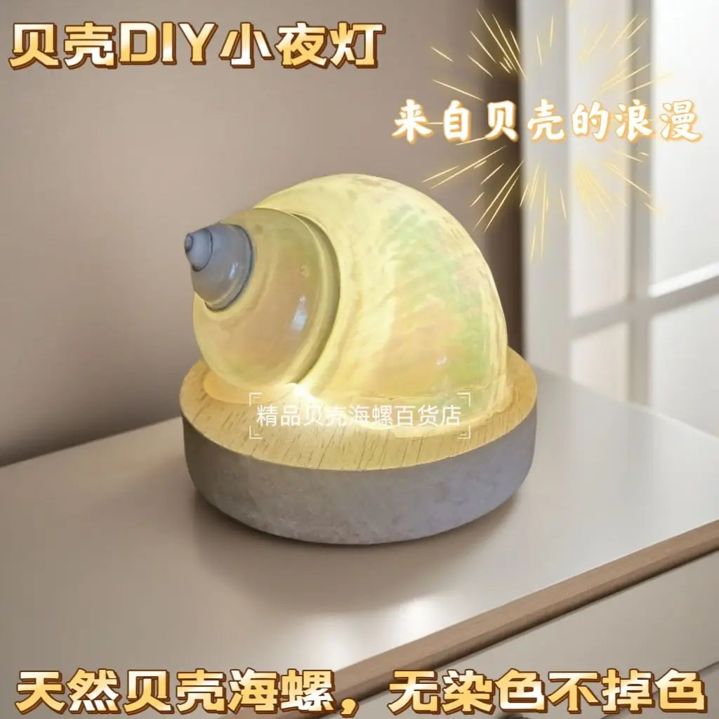 Natural Conch Sea Urchin Shell Mini Night Light Senior Children's Birthday Gift Creative Ornaments Oasis Select fluorescent conch