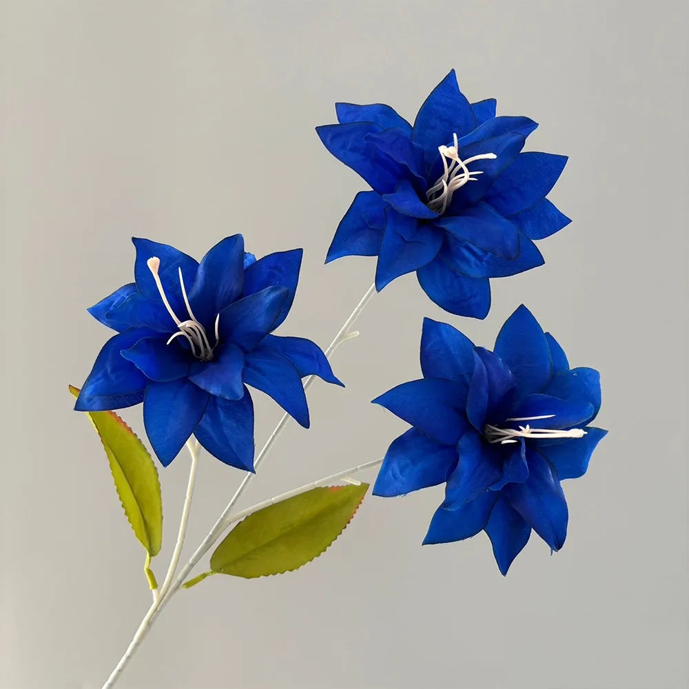 3-Head Artificial Lily Flower Branch | Realistic Silk Touch 65cm