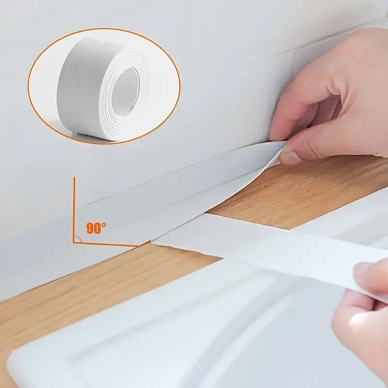 1 Roll of Waterproof White PVC Self-Adhesive Tape - Perfect for Bathroom, Sink & Kitchen - Super Strong Stickiness! Oasis Select