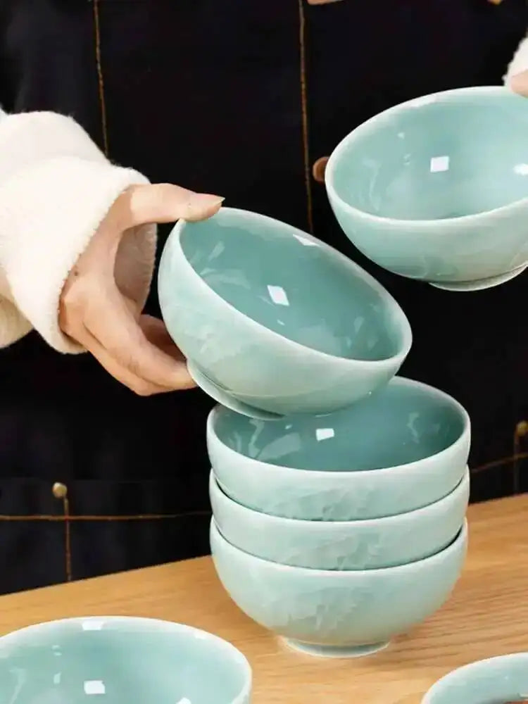 Celadon 4.5 Inch Rice Bowl Breakfast Porridge Bowl Ceramic Small Soup Bowl Tableware Oasis Select