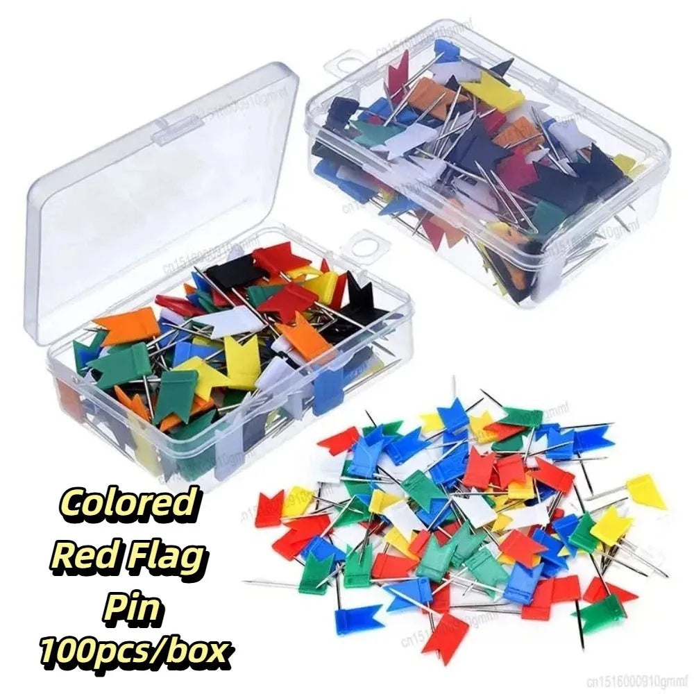 100pcs/box Bright Colors Colored Push Pins Easy Insert Reliable Material Drawing Tacks Stable Fixing 100 Pieces Box Oasis Select