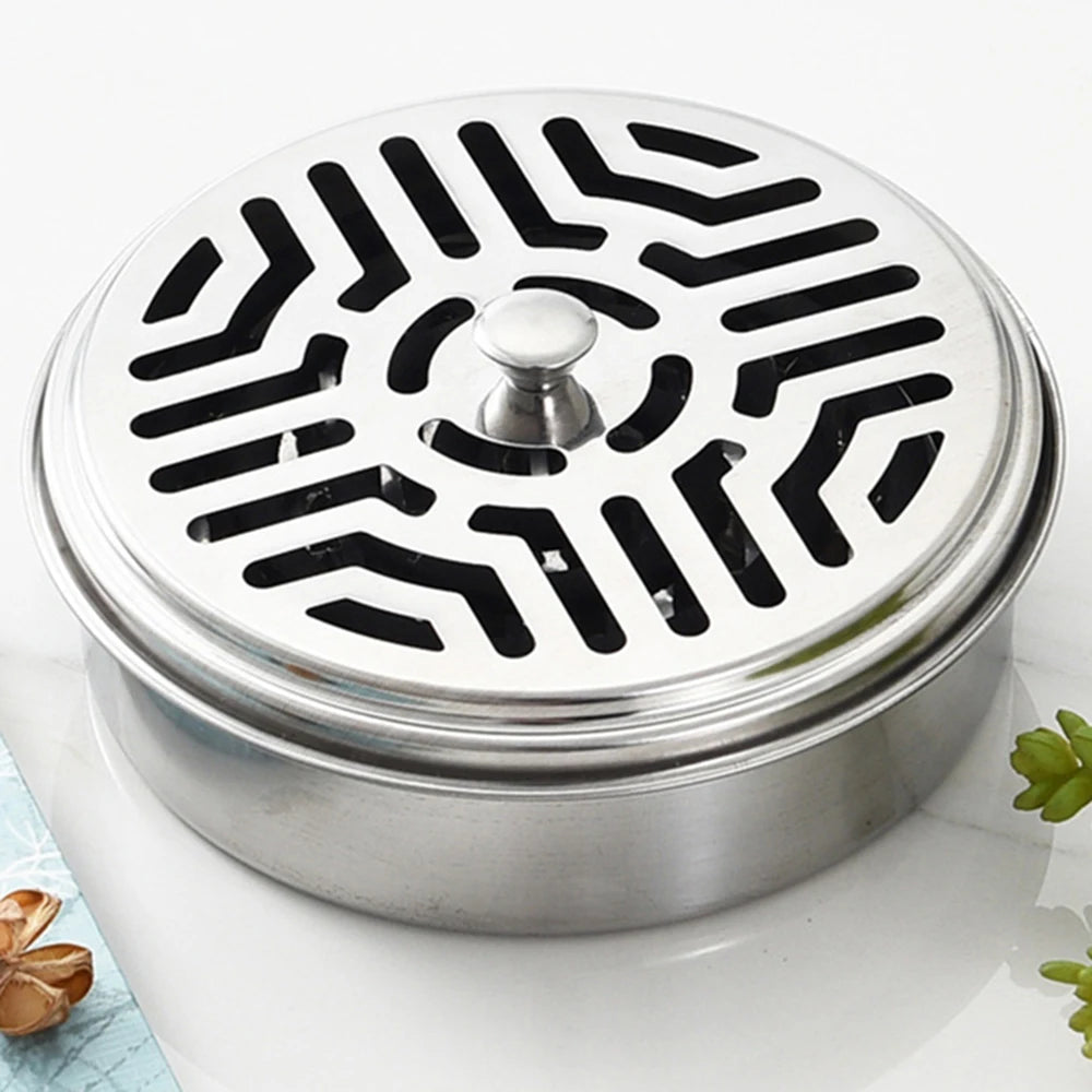 Stainless Steel Mosquito Coil Holder with Cover & Tray