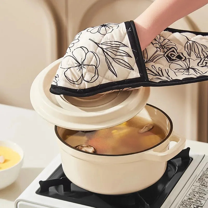 Heat Resistant Oven Mitts – Long Floral Kitchen & BBQ Gloves Oven Mitts Oasis Select