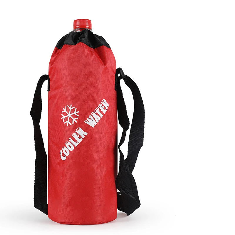 Water Bottle Tote Bag Universal Pouch Heat Preservation Insulated Cooler Bag Outdoor Traveling Camping Hiking Water Bottle Cover Oasis Select D-Red-snowflake