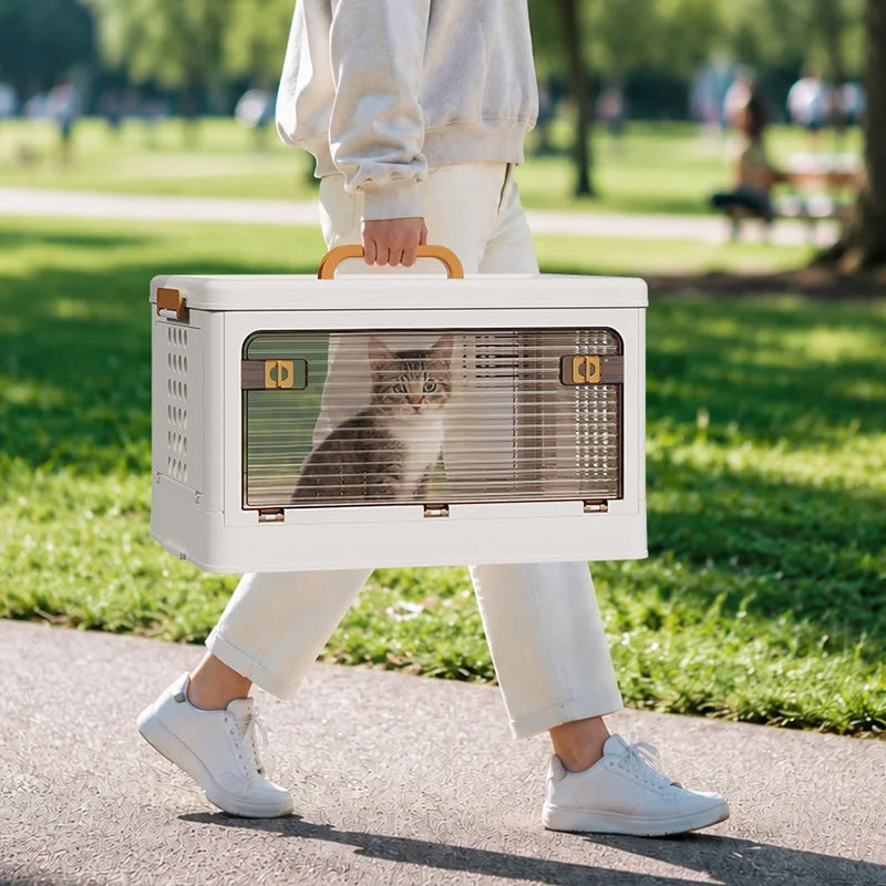 Pet waste disposal hand-held folding box for cats and dogs when going out - box with ventilation for vehicle and aviation use Oasis Select