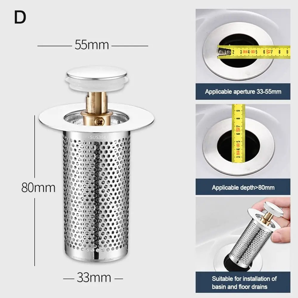 Useful Anti-clog Floor Drain Filter Mesh Stainless Steel Hair Trap Pop Up Drain Filter Shower Leak Net Bathroom Accessory Oasis Select -D