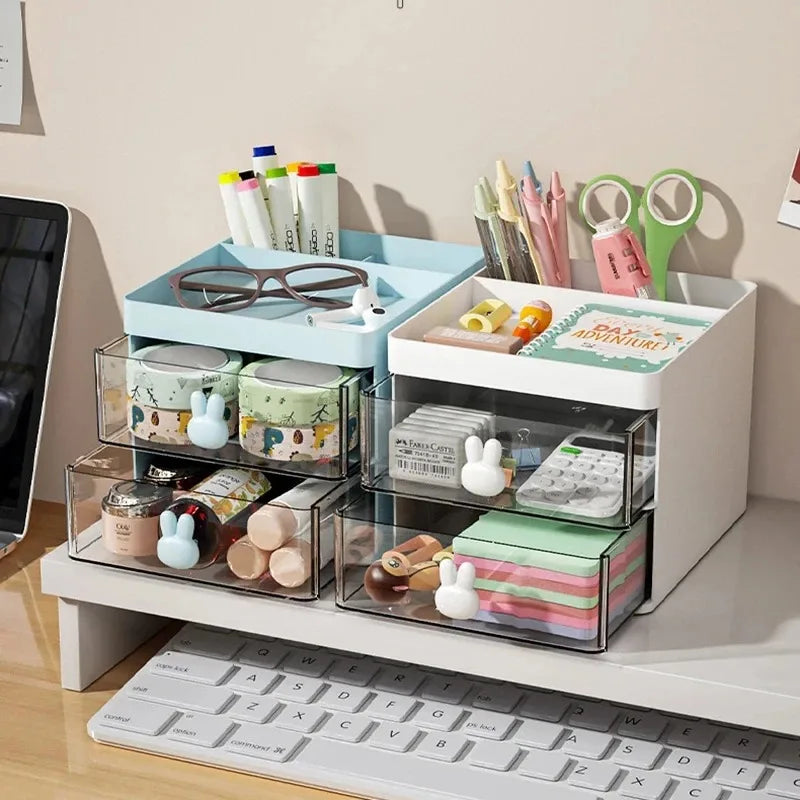 1pcs Multi-Layer Desk Organizer with Drawers Pen & Stationery Storage Box Office Desktop Makeup Organizer with Elevated Stand Oasis Select