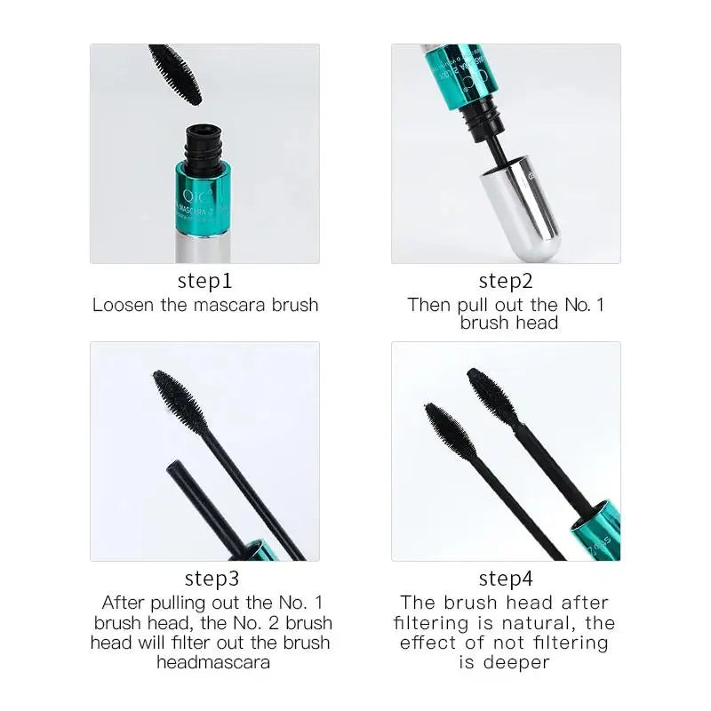 QIC 2-in-1 4D Silk Fiber Mascara – Waterproof & Volumizing