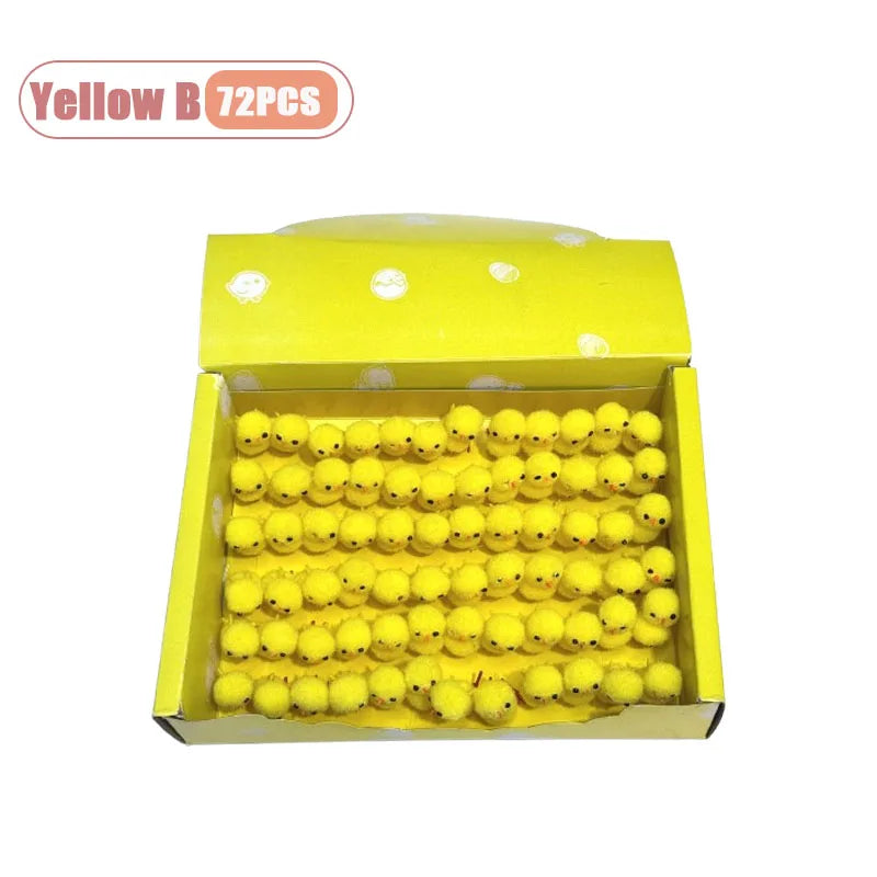 Mini Easter Chicks Flocked Figurines 24–216 PCS | Spring Decor