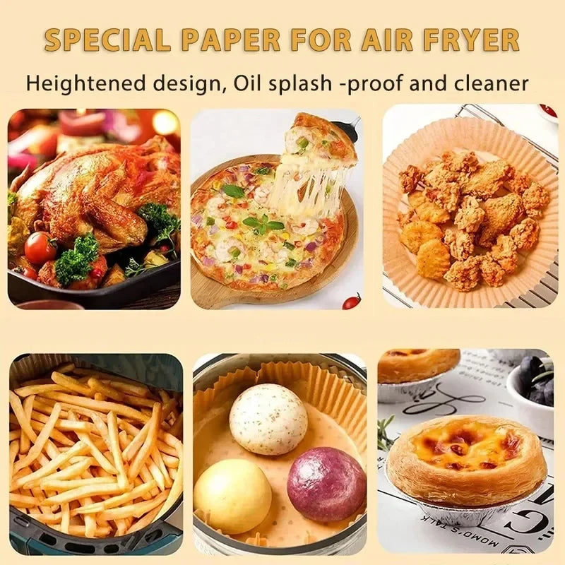 50/100/200/250pcs Air Fryer Paper Liners Disposable Oil-Proof Waterproof Baking Paper Round Parchment Kitchen Party Supplies Oasis Select
