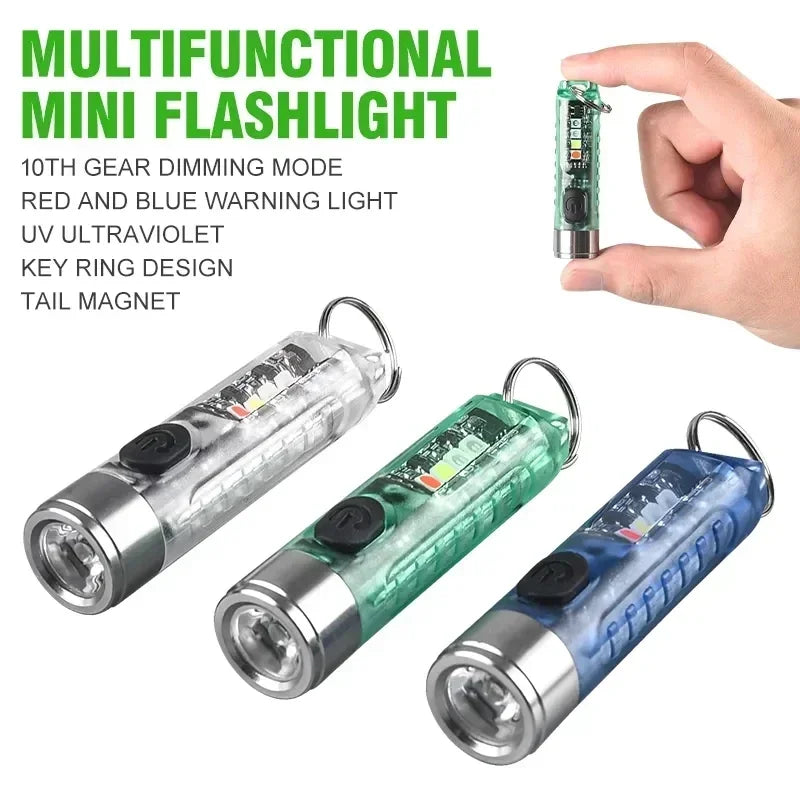ESMARTER Mini EDC Keychain Flashlight 400LM USB-C UV Magnetic