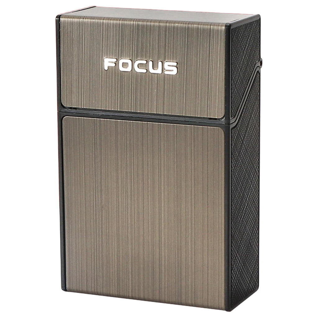 20pcs Portable Cigarette Box Aluminum Alloy Flip Top Holder Anti Pressure Proof for Hard Soft Pack Smoking Accessory Gift Oasis Select Black gray