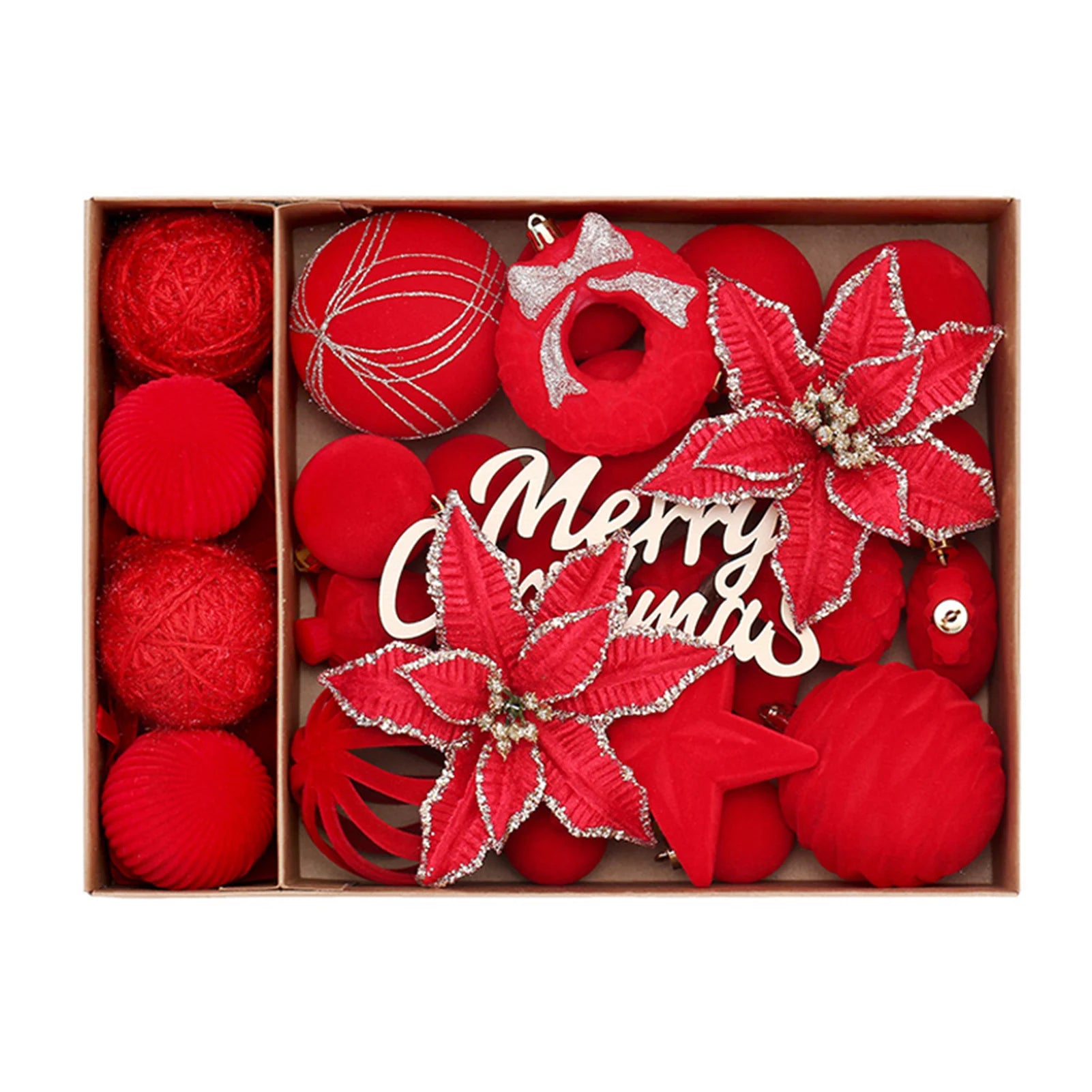 38-Piece Velvet Christmas Ball Ornament Set – Mixed Colors