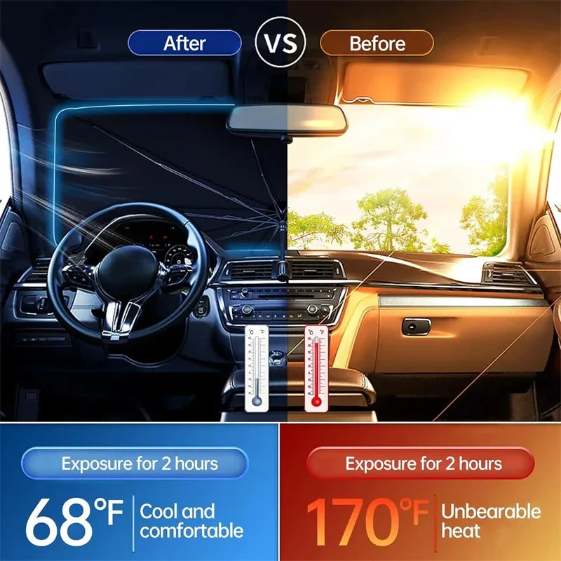 Folding Car Sunshade Umbrella Front Windshield Heat Insulation Sun Protector for Vehicle Interior Summer Travel Car Accessories Oasis Select