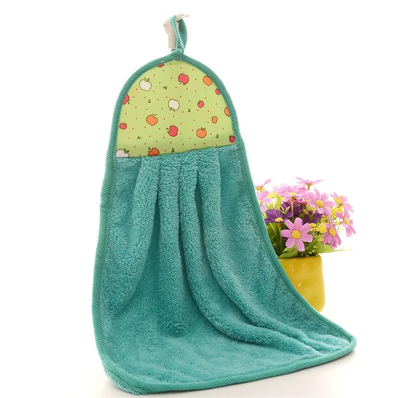4pcs Wipe Hands Towels，Household necessities，Kitchen, bathroom，Quick Dry Wall-Mounted Soft Plush Loops Cleaning Cloths，Lovely Oasis Select Cyan