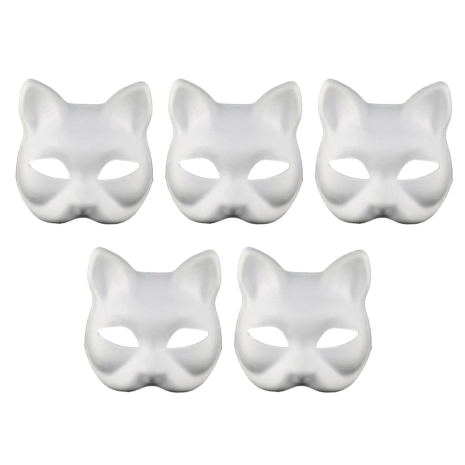 5/10pcs Paper Blank White Mask Halloween Cosplay Cat Fox DIY Paintable Half Face Mask Animal Costume Party Decorate Craft Prop Oasis Select 5pc